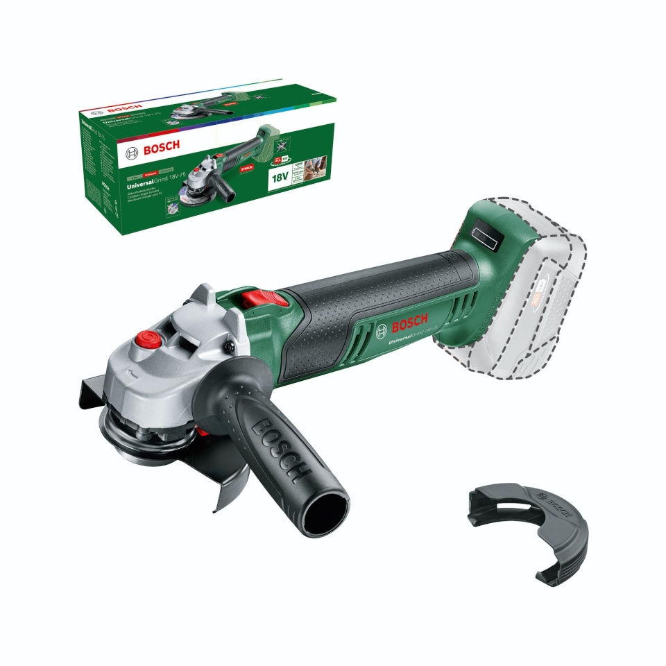 Bosch nurklihvija Battery UniversalGrind 18V-75, Ø 115mm (roheline/must, without Battery and Charger, POWER FOR ALL ALLIANCE)