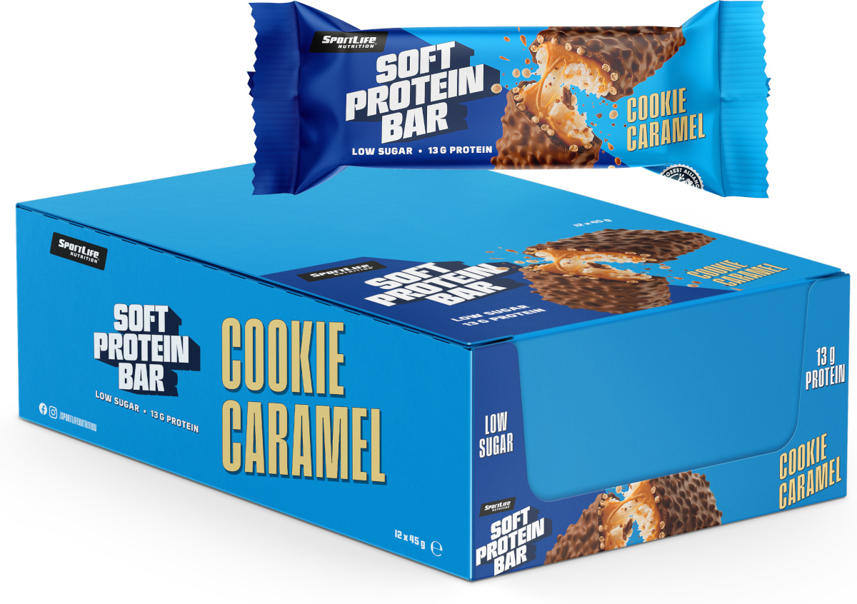 SportLife proteiinibatoon Soft Protein Bar küpsisekaramell, 45 g, 12 pakk