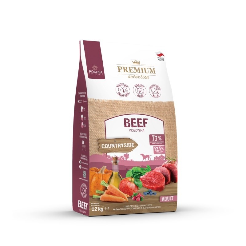 Pokusa kuivtoit koerale Premium Selection Beef Adult, 12kg