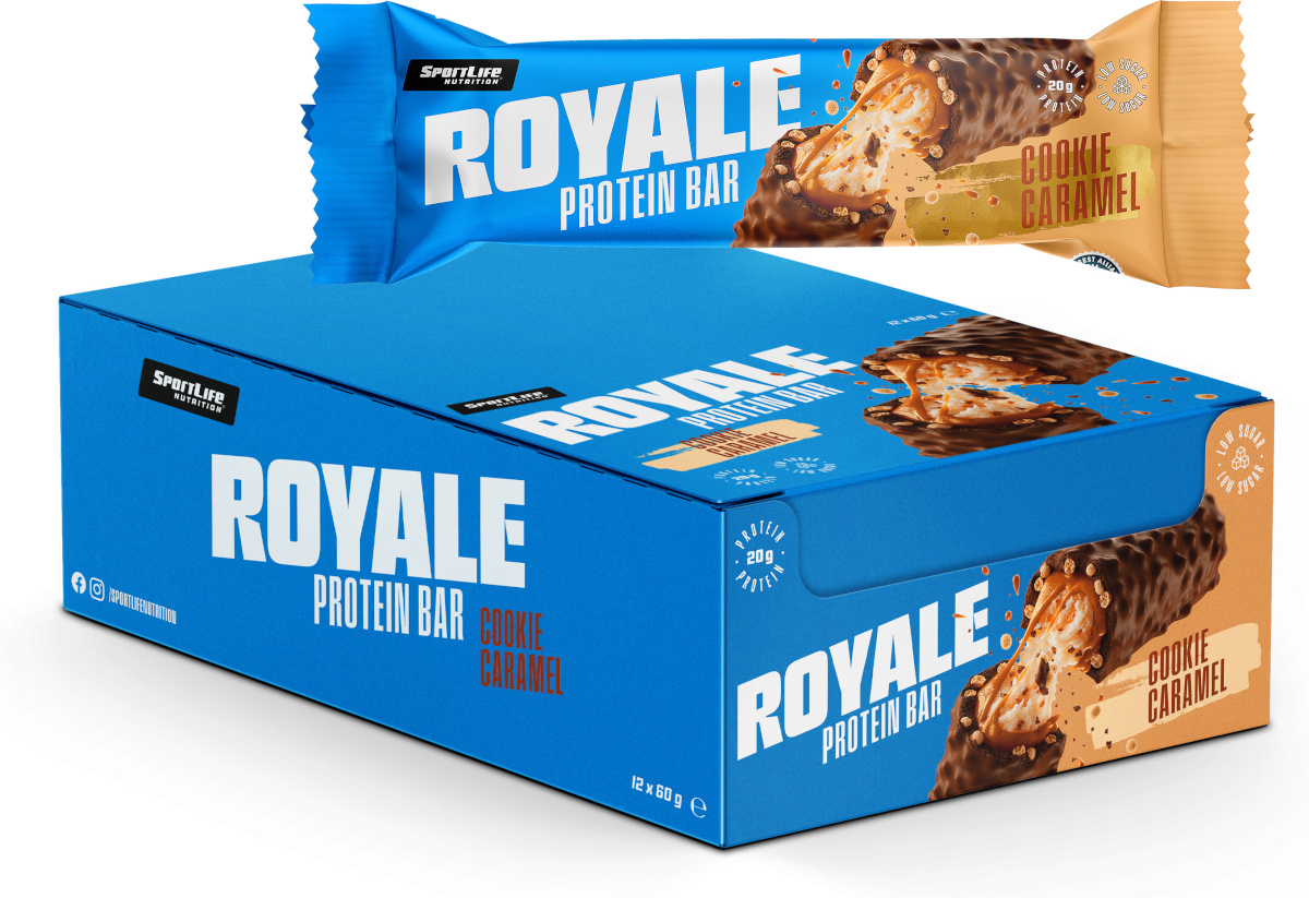 SportLife proteiinibatoon Royale Protein Bar Cookie Caramel, 45 g, 12 pakk