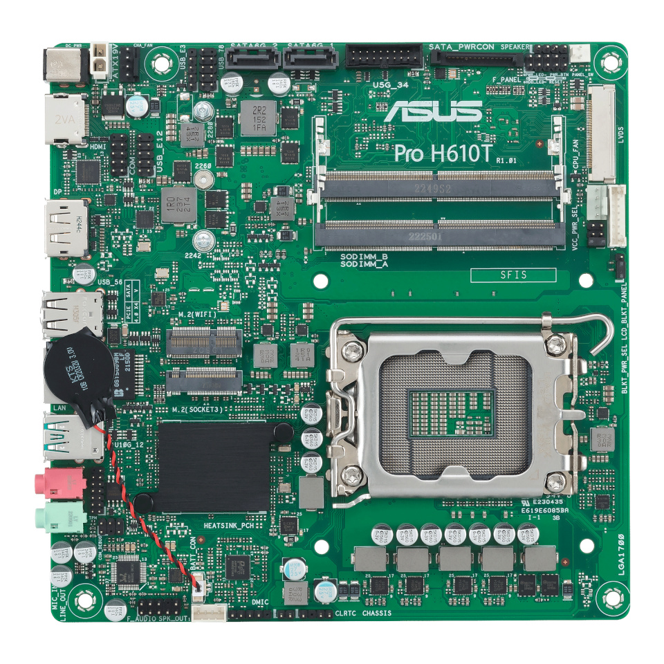 ASUS emaplaat PRO H610T-CSM, LGA1700, DDR5, tmITX