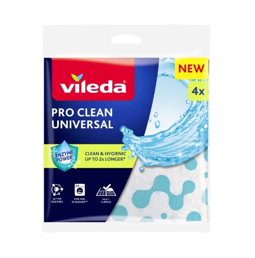 Vileda puhastuslapid Universal Cloth with Enzymes Pro Clean, 4tk 