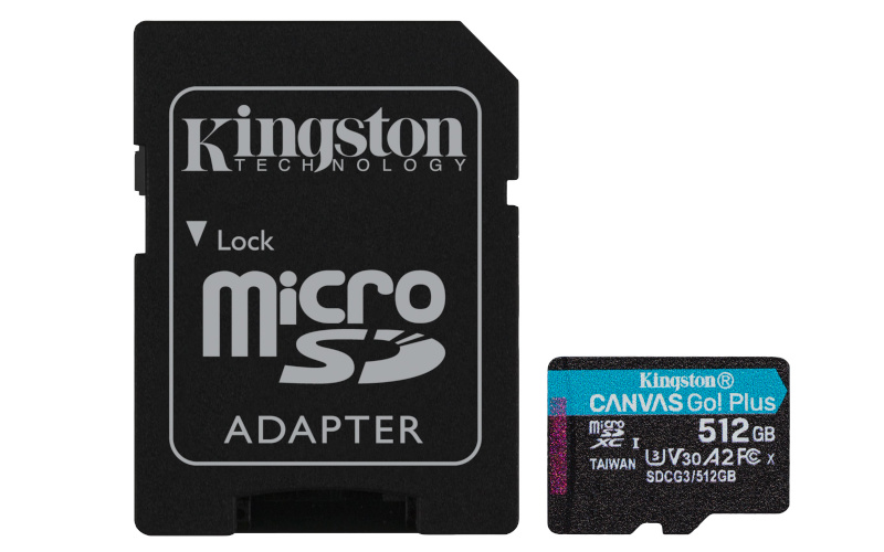Kingston mälukaart microSDXC 512GB Canvas Go! Plus Class 10 + adapter