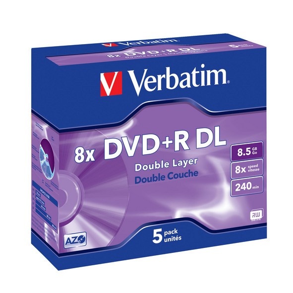 Verbatim toorikud DVD+R (8x) 8.5GB DoubleLayer 5P Jewel Case 43541, 5-pakk