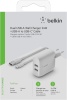 Belkin akulaadija Dual USB-A Charger, 24W + USB-C Cable 1m, valge