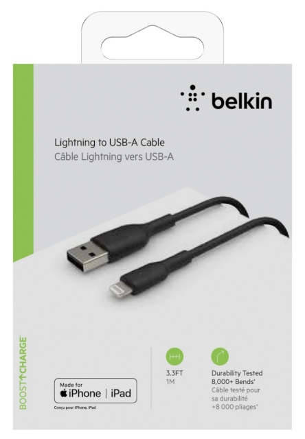 Belkin Lightning kaabel 1m, PVC, must, mfi cert.