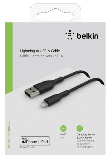 Belkin Lightning kaabel 2m, PVC, must, mfi cert.