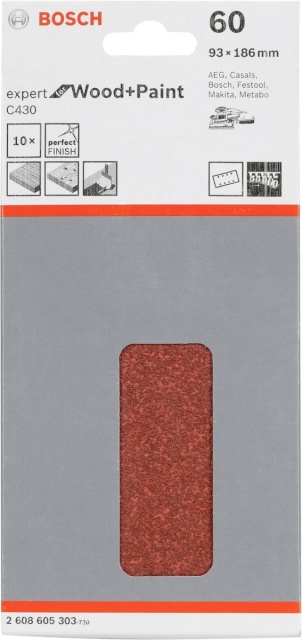 Bosch lihvpaber C430 Expert for Wood and Paint, 93x186mm K60 10tk
