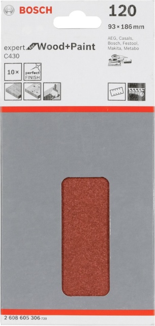 Bosch lihvpaber C430 Expert for Wood and Paint, 93x186mm K120 10tk