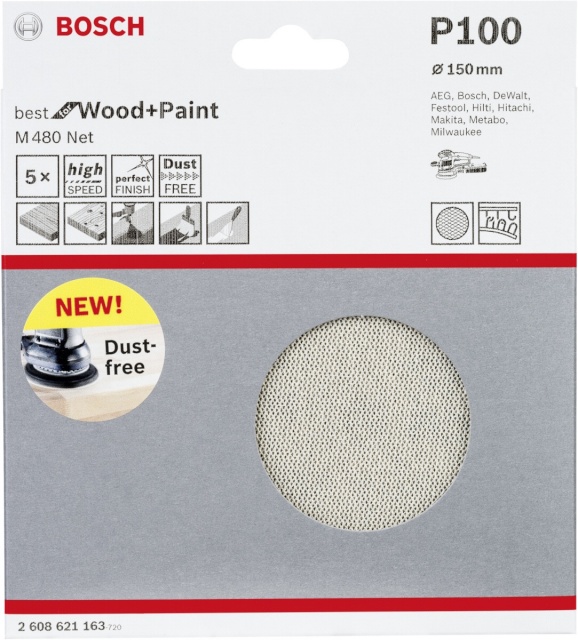 Bosch lihvpaber M480 Best for Wood and Paint, 150mm K100 5tk