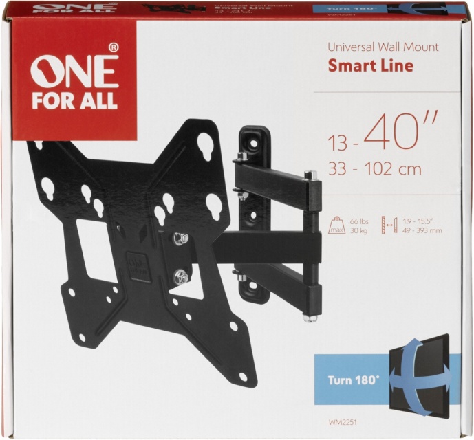 One for All seinakinnitus TV Wall Mount 40 Smart Turn 180