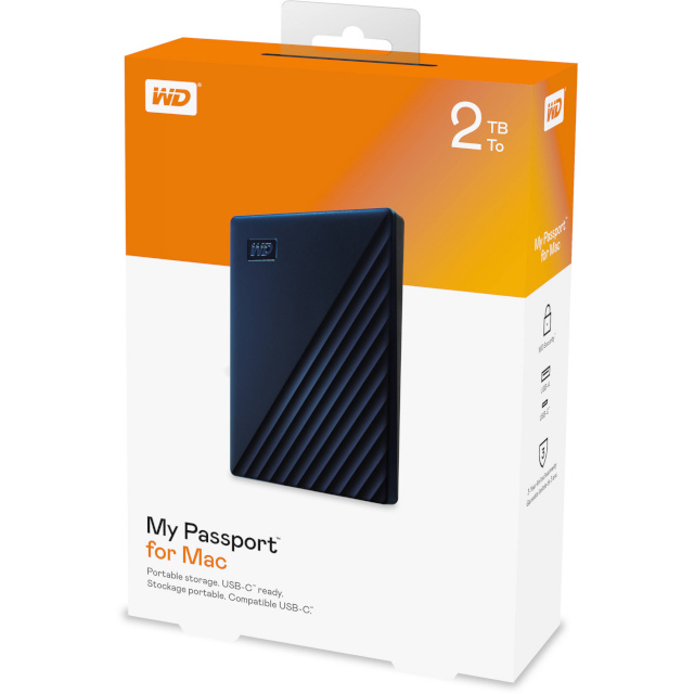WD kõvaketas 2.5" 2TB USB3.0 MyPassport for Mac sinine