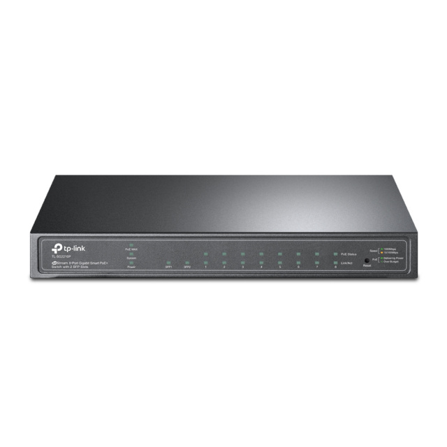 TP-LINK TL-SG2210P Switch Web Managed, Desktop, 8x10/100/1000MBps, 2 SFP slots, 8xPoE ports, PSU External