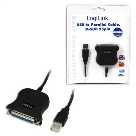 LogiLink USB 2.0 adapter to Paralel (LPT) DB25 , 1,8m DB25, USB A male