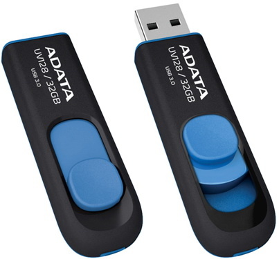 A-Data mälupulk DashDrive UV128 64GB USB 3.0 must+sinine 
