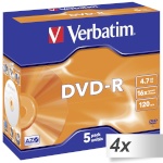 Verbatim toorik 4x5 Verbatim DVD-R 4,7GB 16x Speed, Jewel Case