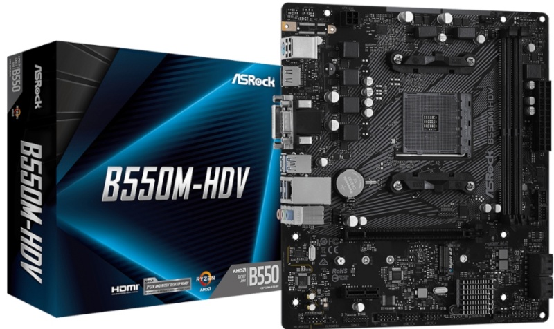 ASRock emaplaat B550M-HDV AMD AM4 DDR4 mATX, 90-MXBDJ0-A0UAYZ
