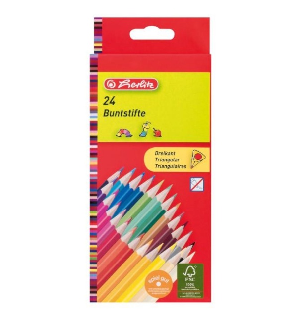 Herlitz värvipliiats 24 värvi Herlitz kolmnurksed