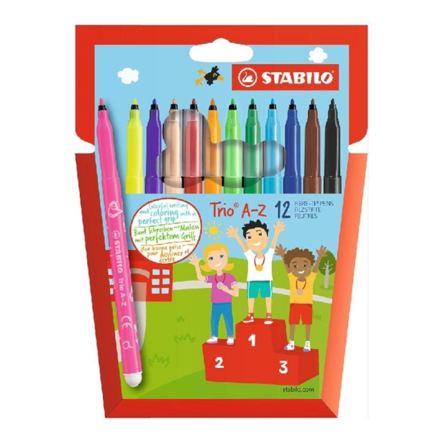 Stabilo viltpliiatsid 12 värvi Trio peenike