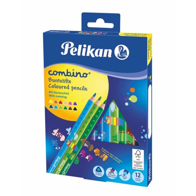 Pelikan värvipliiats 12 värvi Pelikan Combino jäme kolmn. SOFT