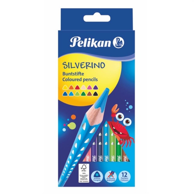 Pelikan värvipliiats 12 värvi Pelikan Silverino kolmn. SOFT peenike
