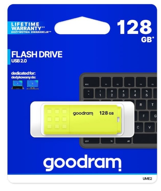 GOODRAM mälupulk Pendrive UME2 128GB USB 2.0 kollane