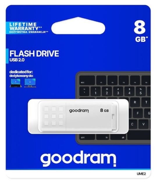 GOODRAM mälupulk Pendrive UME2 8GB USB 2.0 valge