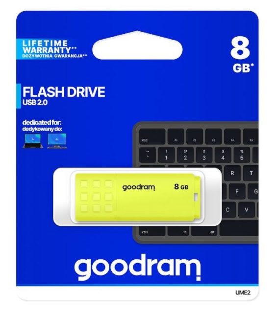 GOODRAM mälupulk Pendrive UME2 8GB USB 2.0 kollane