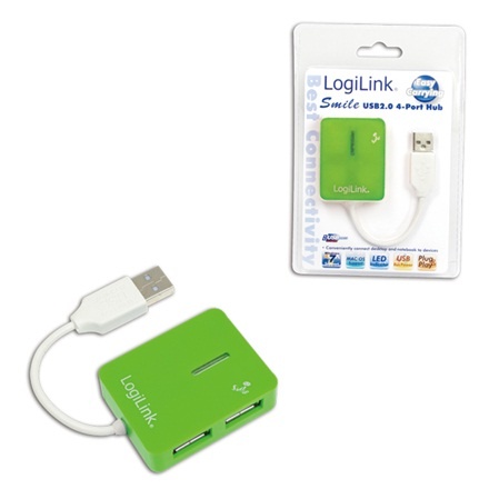 LogiLink USB 2.0 Hub 4-Port, Smile, roheline