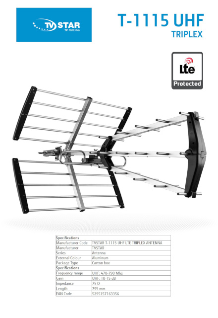 eSTAR antenn T-1115 UHF Triplex LTE must
