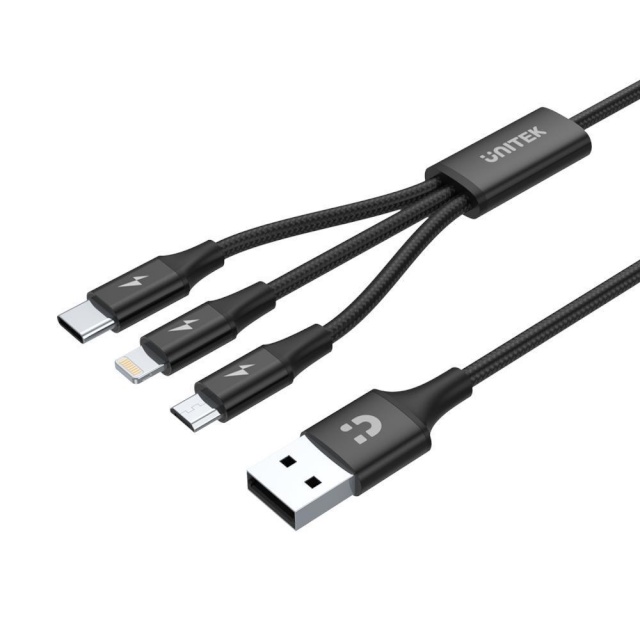 Unitek kaabel USB CABLE 3IN1CHARGING (C,LIGHTNING,M-USB)