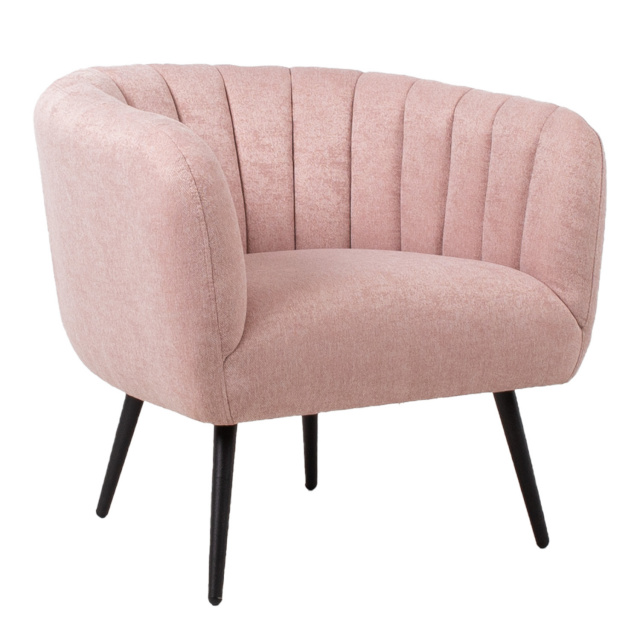 H4Y Tugitool TUCKER 78x71xH69cm, roosa kangas, mustad metallist jalad