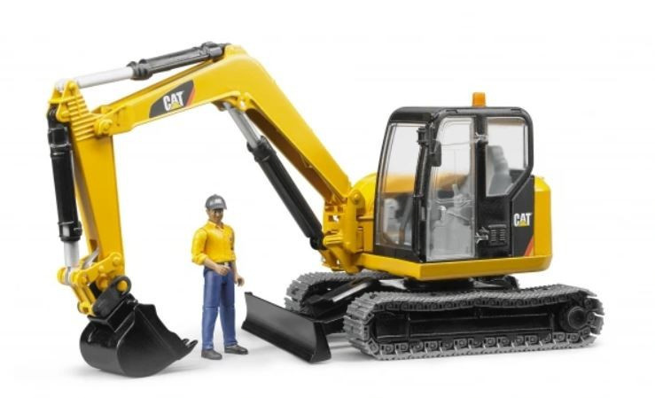BRUDER mängu ekskavaator BR-02466 Bruder CAT Mini excavator with worker