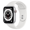 Apple Watch Series 6 GPS + Cellular, 44mm Silver Aluminium Case with White Sport Band