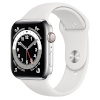 Apple Watch Series 6 GPS + Cellular, 40mm Silver Stainless Steel Case with White Sport Band
