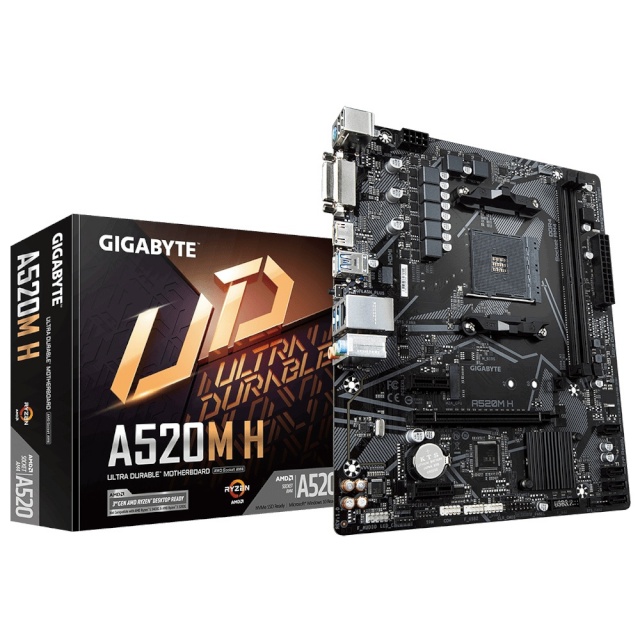 Gigabyte emaplaat A520M H, AMD, AM4, DDR4, mATX