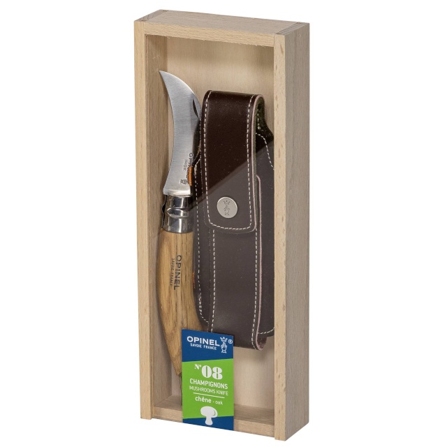 Opinel seenenuga Mushroom Knife Oak Handle with Brush + Pencil Case & Sheath