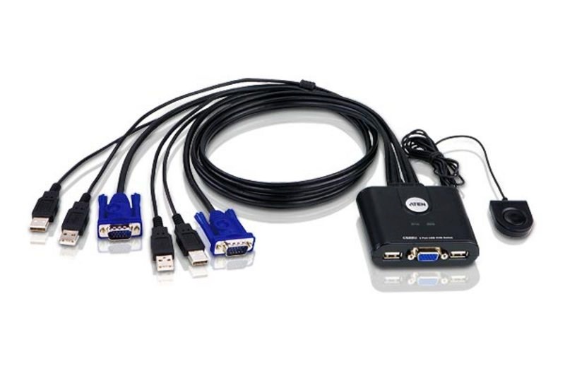 Aten switch 2-Port USB VGA Cable KVM with Remote Port Selector