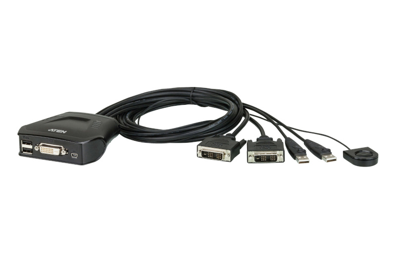 Aten switch 2-Port USB DVI Cable KVM with Remote Port Selector