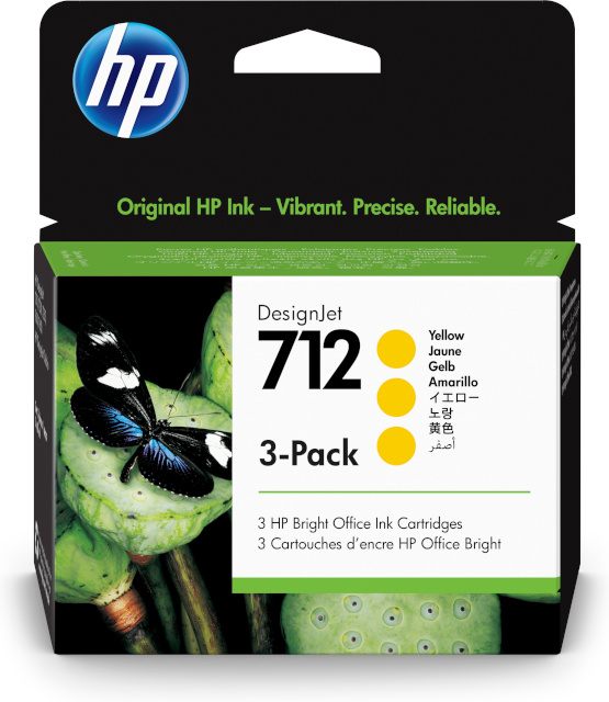 HP tindikassett 712 3-pack 29-ml kollane
