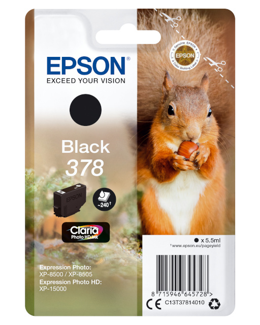 Epson tindikassett Epson 378 T37814 must 5,5ml 240 lk