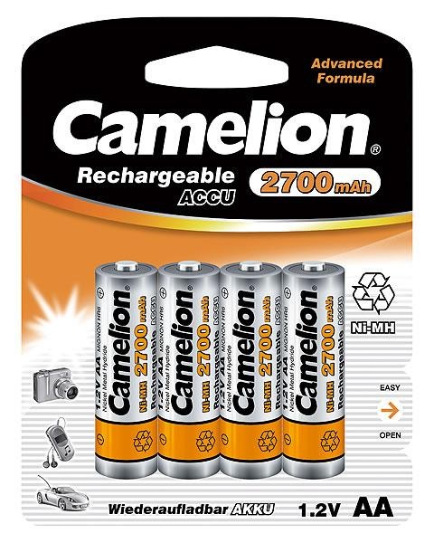 Camelion patareid AA/HR6, 2700 mAh, Rechargeable Batteries Ni-MH, 4 pc(s)