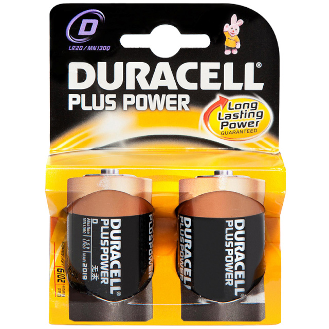 Duracell patareid D/LR20, Alkaline Plus Power MN1300, 2 pc(s)