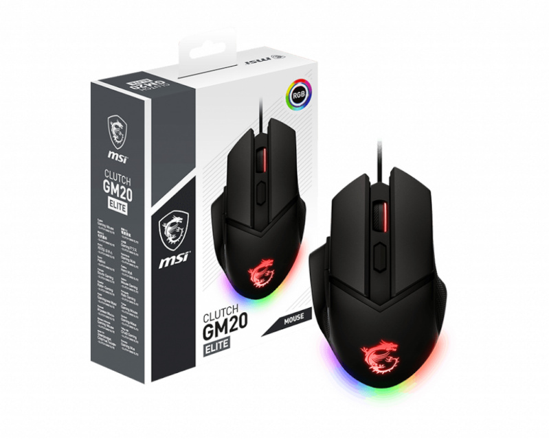 MSI Clutch GM20 Elite Optical, RGB LED light, must, Gaming Mouse