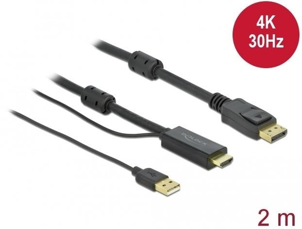 Delock kaabel HDMI(M)-Displayport (M)4K 2M USB A(M) must