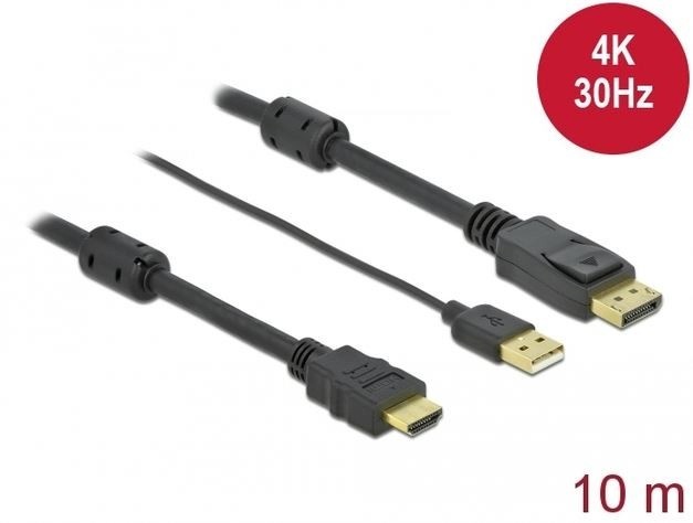 Delock kaabel HDMI(M)-Displayport (M)4K 10M USB A(M) must 85968