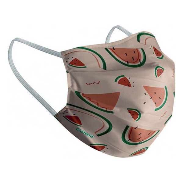BGB Wellness hügieeniline taaskasutatav kangasmask/riidemask 10-12 aastat Arbuus