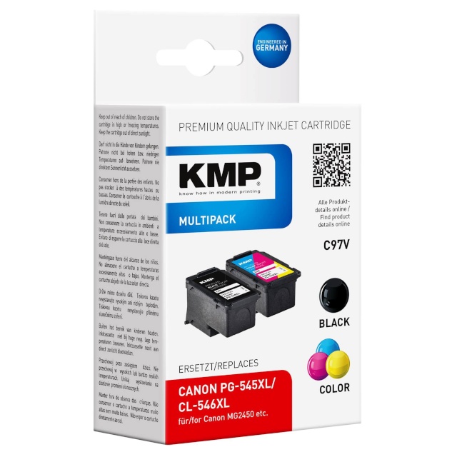 KMP tindikassett C97V Multipack BK/värviline asendustoode: PG-545/CL-546 XL