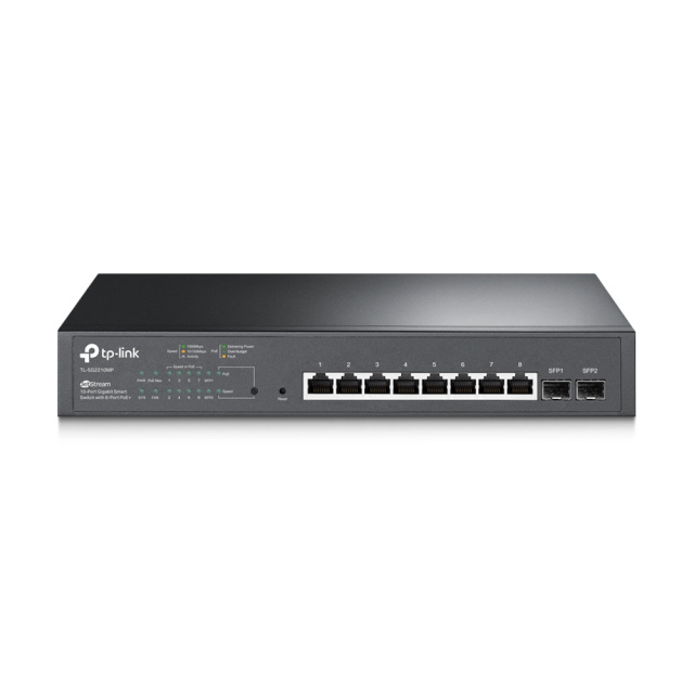 TP-LINK switch TL-SG2210MP L2 Managed, Rack mountable,8x10/100/1000Mbps RJ45 ports all supporting PoE+,2x100/1000Mbps SFP slots,PSU single