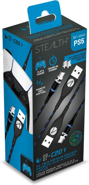Stealth laadimiskaabel Twin Magnetic Play & Charge Cables (PS5)